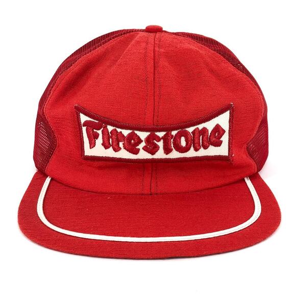 80s firestone red trucker hat 1980s vintage - Picture 1 of 6